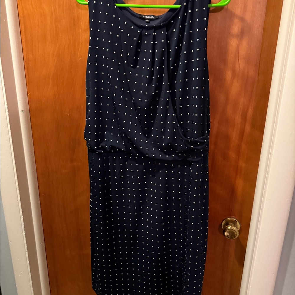 Elegant Navy Polka Dot Dress
